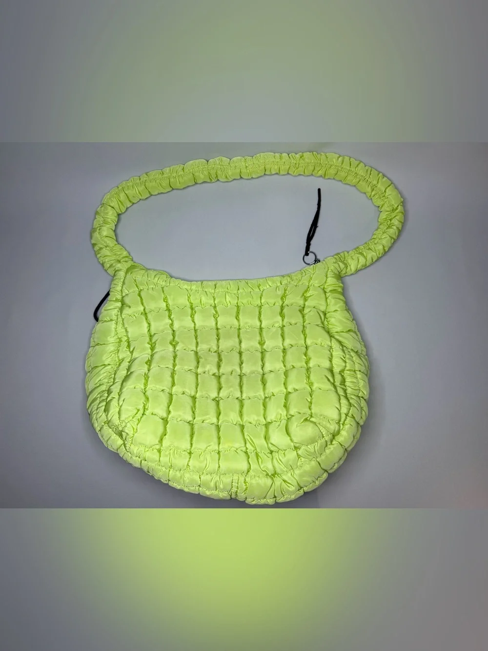 Neon Lime Quilted Ruched-Handle Crossbody Bag - Picture 2 of 4